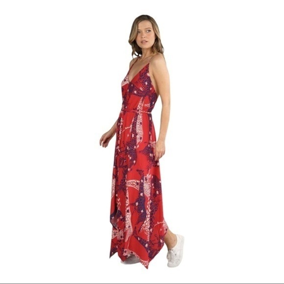 SAFARI PRINT HANDKERCHIEF V NECK MIDI DRESS 
Size M/L NWOT - Picture 12 of 12